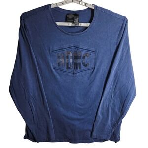 Harley Davidson HDMC Long Sleeve T Shirt Mens 2XL Blue Cotton Graphic Tee